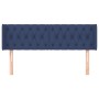 Cabecero de tela azul 147x16x78/88 cm de , Cabeceros y pies de cama - Ref: Foro24-3119108, Precio: 62,12 €, Descuento: %