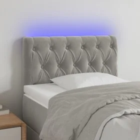 Light gray velvet headboard with LED 80x7x78/88 cm by , Headboards and footboards - Ref: Foro24-3121978, Price: 51,30 €, Disc...