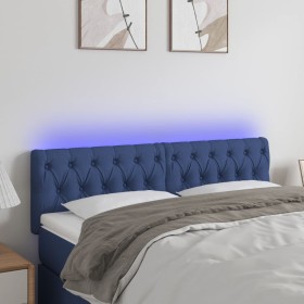 Cabecero con LED de tela azul 144x7x78/88 cm de , Cabeceros y pies de cama - Ref: Foro24-3121952, Precio: 58,37 €, Descuento: %