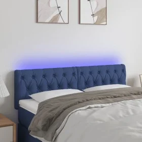Cabecero con LED de tela azul 144x7x78/88 cm de , Cabeceros y pies de cama - Ref: Foro24-3121952, Precio: 69,30 €, Descuento: %