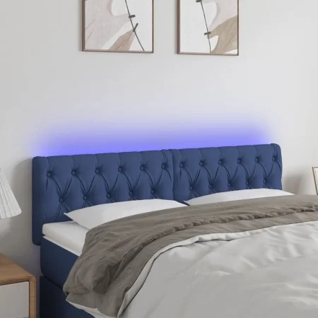 Kopfteil aus blauem Stoff mit LED 144x7x78/88 cm von , Kopf- und Fußteile - Ref: Foro24-3121952, Preis: 69,30 €, Rabatt: %