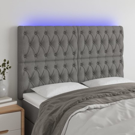 Cabecero con luces LED tela gris oscuro 144x7x118/128 cm de , Cabeceros y pies de cama - Ref: Foro24-3122759, Precio: 129,55 ...