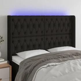 Kopfteil aus schwarzem Stoff mit LED 147x16x118/128 cm von , Kopf- und Fußteile - Ref: Foro24-3124384, Preis: 136,58 €, Rabat...