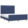Estructura de cama con cabecero de tela azul 140x190 cm de , Camas y somieres - Ref: Foro24-3125298, Precio: 228,45 €, Descue...