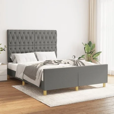 Bettgestell aus dunkelgrauem Stoff mit Kopfteil 140x190 cm von , Betten und Lattenroste - Ref: Foro24-3125293, Preis: 234,18 ...