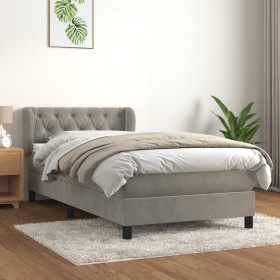 Cama box spring con colchón terciopelo gris claro 80x200 cm de , Camas y somieres - Ref: Foro24-3127637, Precio: 292,31 €, De...