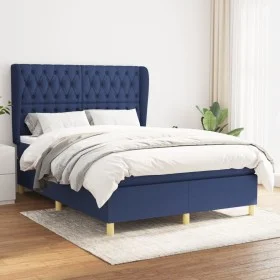 Box spring bed with blue fabric mattress 140x200 cm by , Beds and slatted bases - Ref: Foro24-3128771, Price: 525,16 €, Disco...