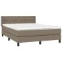 Box spring bed with taupe gray fabric mattress 140x200 cm by , Beds and slatted bases - Ref: Foro24-3129957, Price: 465,92 €,...