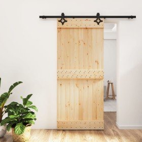 Puerta corredera con herrajes madera maciza de pino 90x210 cm en Puertas | Comprar online en Foru.es