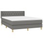 Cama box spring con colchón tela gris oscuro 140x200 cm de , Camas y somieres - Ref: Foro24-3130514, Precio: 443,73 €, Descue...