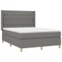 Cama box spring con colchón tela gris oscuro 140x200 cm de , Camas y somieres - Ref: Foro24-3132234, Precio: 519,60 €, Descue...