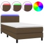 Cama box spring colchón luces LED tela marrón oscuro 100x200cm de , Camas y somieres - Ref: Foro24-3133136, Precio: 331,61 €,...