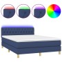 Cama box spring colchón y luces LED tela azul 140x190 cm de , Camas y somieres - Ref: Foro24-3133955, Precio: 445,04 €, Descu...