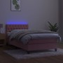 Cama box spring colchón y LED terciopelo rosa 100x200 cm de , Camas y somieres - Ref: Foro24-3134572, Precio: 317,59 €, Descu...