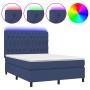 Cama box spring colchón y luces LED tela azul 140x190 cm de , Camas y somieres - Ref: Foro24-3135115, Precio: 498,04 €, Descu...