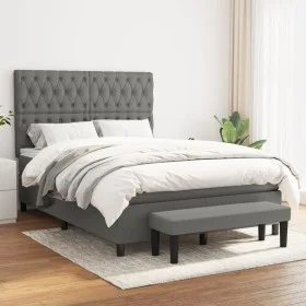 Box spring bed with dark gray fabric mattress 140x190 cm by , Beds and slatted bases - Ref: Foro24-3136830, Price: 586,74 €, ...
