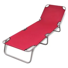 Folding steel sun lounger with red powder coating by vidaXL, Loungers - Ref: Foro24-41479, Price: 59,44 €, Discount: %