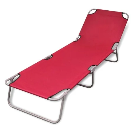 Folding steel sun lounger with red powder coating by vidaXL, Loungers - Ref: Foro24-41479, Price: 59,44 €, Discount: %