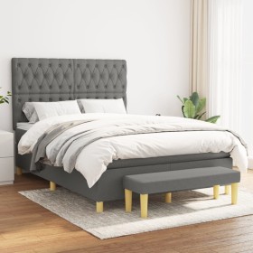 Cama box spring con colchón tela gris oscuro 140x200 cm de , Camas y somieres - Ref: Foro24-3137398, Precio: 552,56 €, Descue...