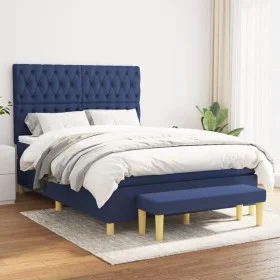 Box spring bed with blue fabric mattress 140x200 cm by , Beds and slatted bases - Ref: Foro24-3137403, Price: 554,82 €, Disco...