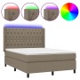 Cama box spring colchón y luces LED tela gris taupe 140x190 cm de , Camas y somieres - Ref: Foro24-3138553, Precio: 550,57 €,...