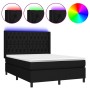 Cama box spring colchón y luces LED tela negro 140x190 cm de , Camas y somieres - Ref: Foro24-3138551, Precio: 520,63 €, Desc...