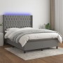 Cama box spring colchón y luces LED tela gris oscuro 140x200 cm de , Camas y somieres - Ref: Foro24-3138558, Precio: 525,67 €...