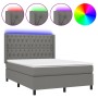 Cama box spring colchón y luces LED tela gris oscuro 140x200 cm de , Camas y somieres - Ref: Foro24-3138558, Precio: 525,67 €...