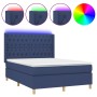 Cama box spring colchón y luces LED tela azul 140x190 cm de , Camas y somieres - Ref: Foro24-3139115, Precio: 512,48 €, Descu...