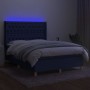 Cama box spring colchón y luces LED tela azul 140x190 cm de , Camas y somieres - Ref: Foro24-3139115, Precio: 512,48 €, Descu...