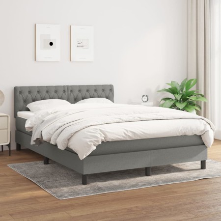 Cama box spring con colchón tela gris oscuro 140x190 cm de , Camas y somieres - Ref: Foro24-3140290, Precio: 470,28 €, Descue...