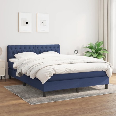 Cama box spring con colchón tela azul 140x200 cm de , Camas y somieres - Ref: Foro24-3140303, Precio: 433,23 €, Descuento: %