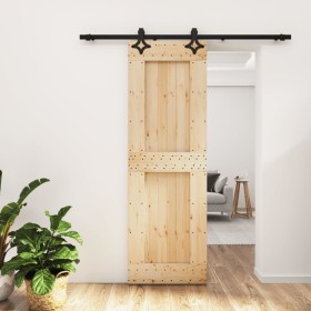 Puerta corredera con herrajes madera maciza de pino 70x210 cm en Puertas | Comprar online en Foru.es