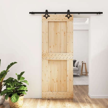 Puerta corredera con herrajes madera maciza de pino 80x210 cm en Puertas | Comprar online en Foru.es