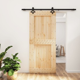 Puerta corredera con herrajes madera maciza de pino 90x210 cm en Puertas | Comprar online en Foru.es