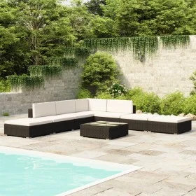 Set muebles de jardín 8 piezas y cojines ratán sintético negro de vidaXL, Conjuntos de jardín - Ref: Foro24-41259, Precio: 59...