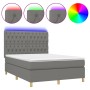 Cama box spring colchón y luces LED tela gris oscuro 140x190 cm de , Camas y somieres - Ref: Foro24-3135670, Precio: 531,07 €...