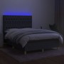 Cama box spring colchón y luces LED tela gris oscuro 140x190 cm de , Camas y somieres - Ref: Foro24-3135670, Precio: 531,07 €...