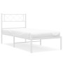 Estructura de cama de metal con cabecero blanco 100x200 cm de , Camas y somieres - Ref: Foro24-372321, Precio: 65,76 €, Descu...