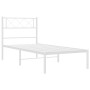 Estructura de cama de metal con cabecero blanco 100x200 cm de , Camas y somieres - Ref: Foro24-372321, Precio: 65,76 €, Descu...