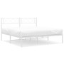 Estructura de cama de metal con cabecero blanca 120x190 cm de , Camas y somieres - Ref: Foro24-372323, Precio: 85,73 €, Descu...
