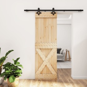 Puerta corredera con herrajes madera maciza de pino 70x210 cm en Puertas | Comprar online en Foru.es