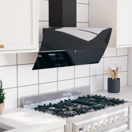 Campana extractora de pared acero vidrio templado negro 90 cm de , Extractores - Ref: Foro24-51677, Precio: 224,30 €, Descuen...