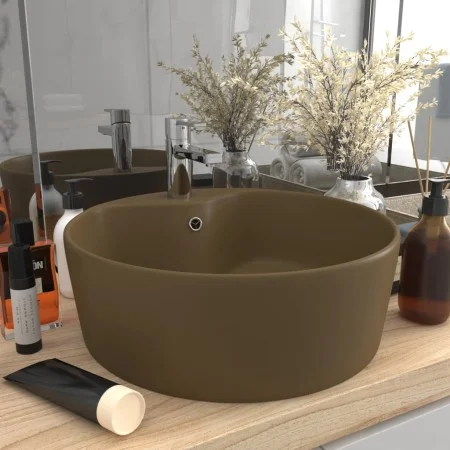 Luxurious washbasin with matte cream ceramic overflow 36x13 cm by , Sinks - Ref: Foro24-147040, Price: 48,51 €, Discount: %