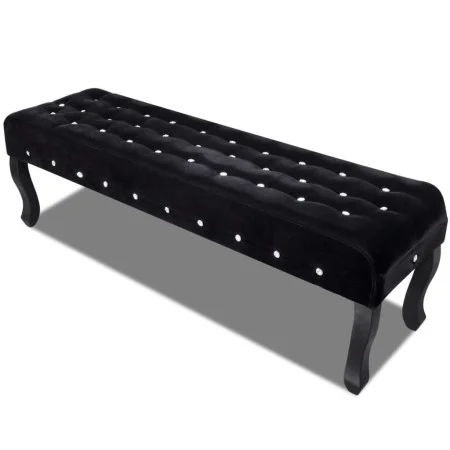 Black velvet bench with crystal buttons by , Benches for halls and storage - Ref: Foro24-241263, Price: 183,59 €, Discount: %