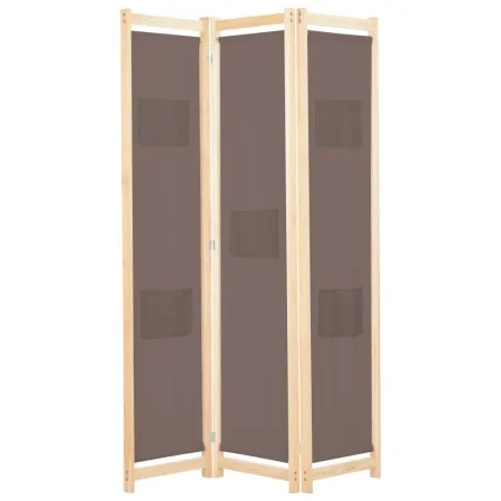 Biombo divisor de 3 paneles de tela marrón 120x170x4 cm de , Divisores de ambientes - Ref: Foro24-248179, Precio: 51,70 €, De...