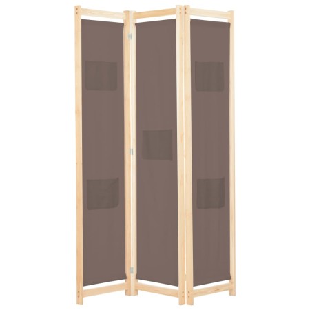 Biombo divisor de 3 paneles de tela marrón 120x170x4 cm de , Divisores de ambientes - Ref: Foro24-248179, Precio: 52,41 €, De...