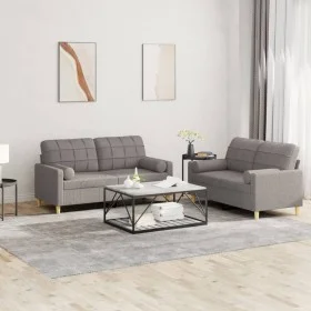 Juego de sofás con cojines 2 piezas tela gris taupe de , Sofás - Ref: Foro24-3201297, Precio: 452,29 €, Descuento: %