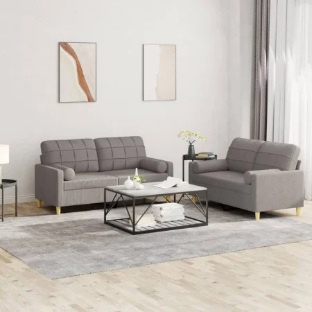 Juego de sofás con cojines 2 piezas tela gris taupe de , Sofás - Ref: Foro24-3201297, Precio: 452,29 €, Descuento: %