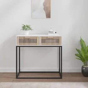 Mesa consola hierro y madera contrachapada blanco 80x30x75 cm de , Mesas auxiliares - Ref: Foro24-352103, Precio: 99,06 €, De...